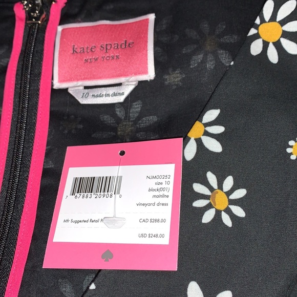 ♠️💃 kate spade NY Women’s Daisy Dots Vineyard Mini Dress, Black Multi - Picture 4 of 7